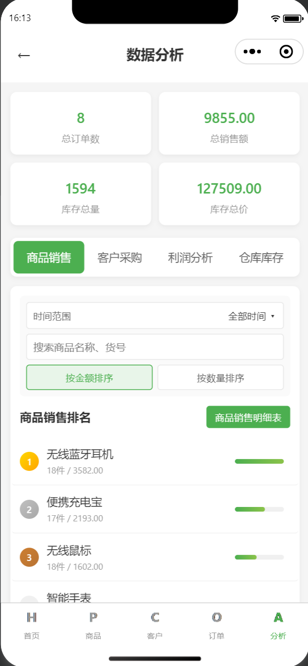 数据分析界面